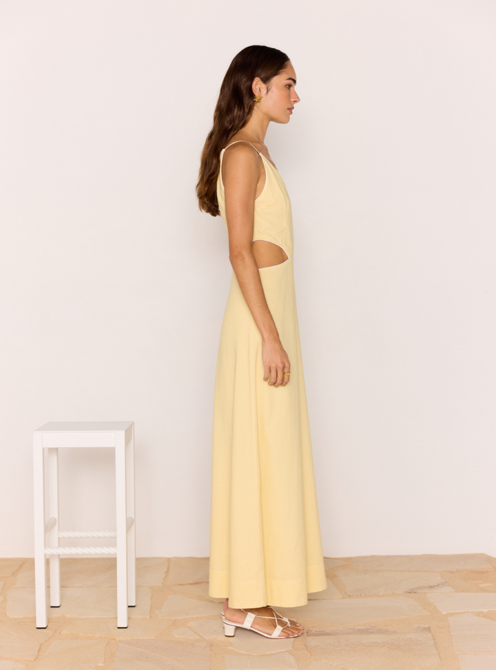 Ciel One Shoulder Maxi Dress - Pale Yellow