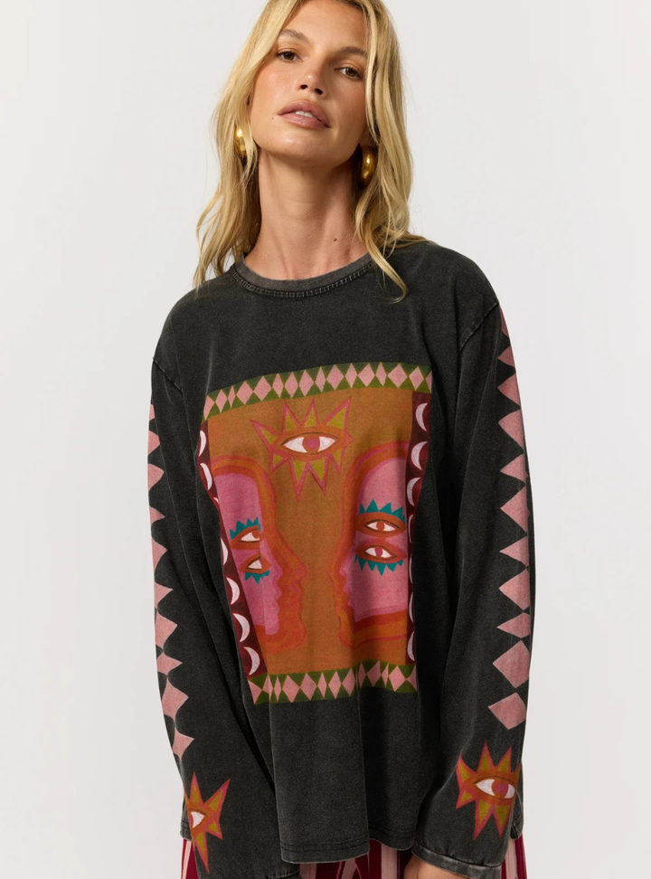 Luna Rosa Long Sleeve Tee - Onyx