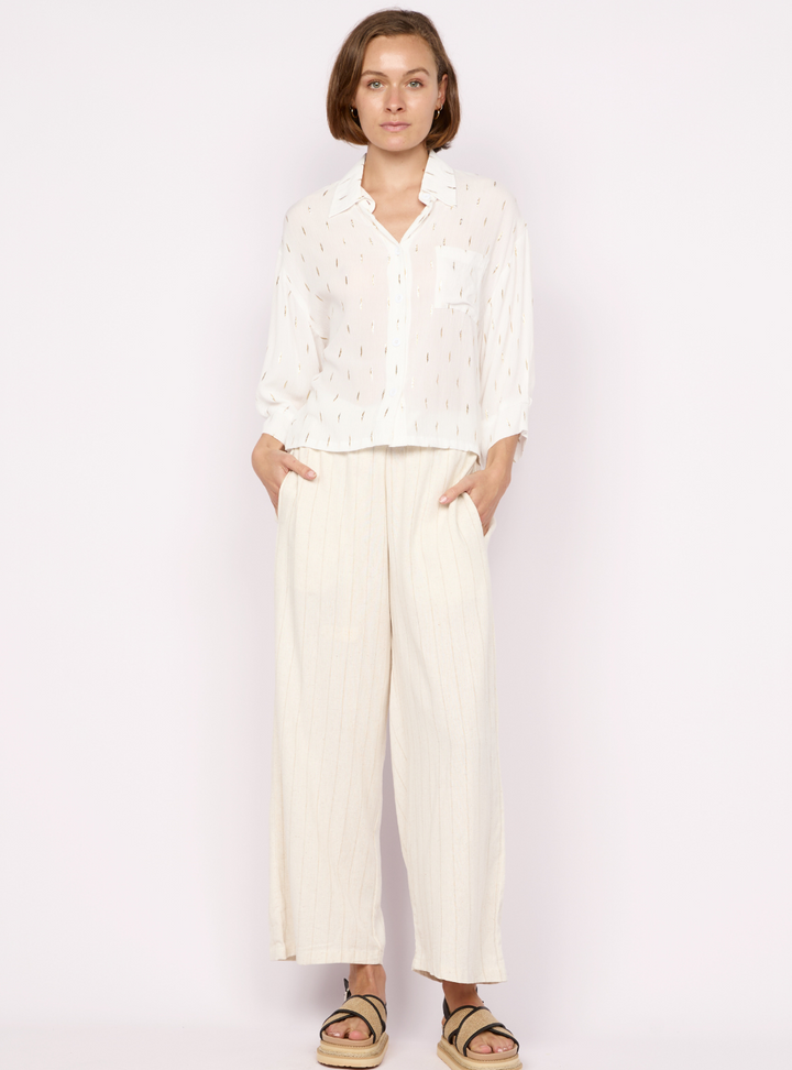 Ophelia Cropped Shirt - White/Gold