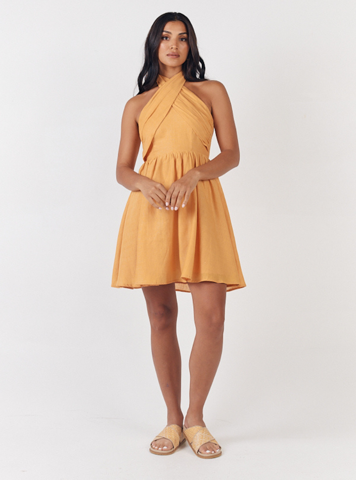 Tahiti Mini Dress - Apricot Orange