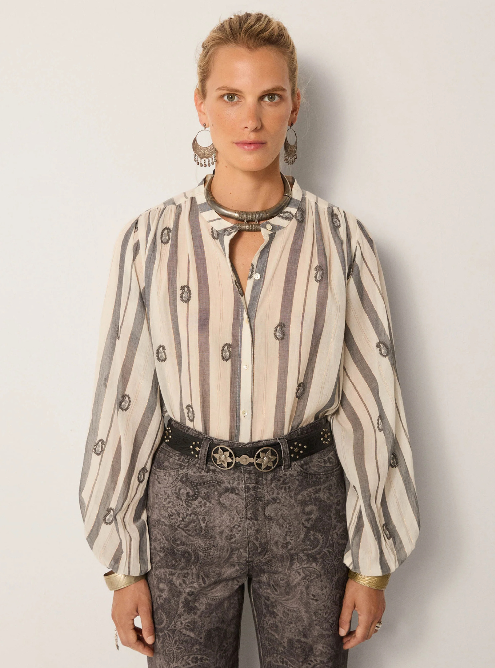 Perla Blouse - Ivory Paisley