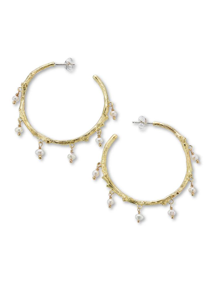 Moonlit Tide Pearl Hoop Earring