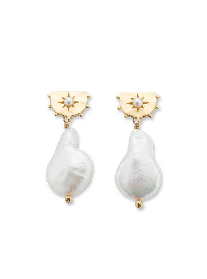 Star of The Sea Pearl Drop Earrings