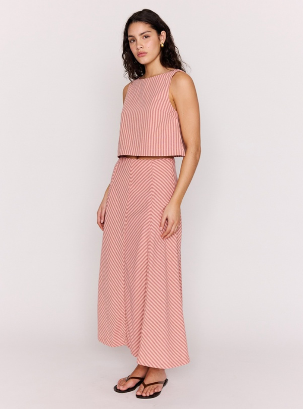 Paloma Low Back Top - Pink Stripe