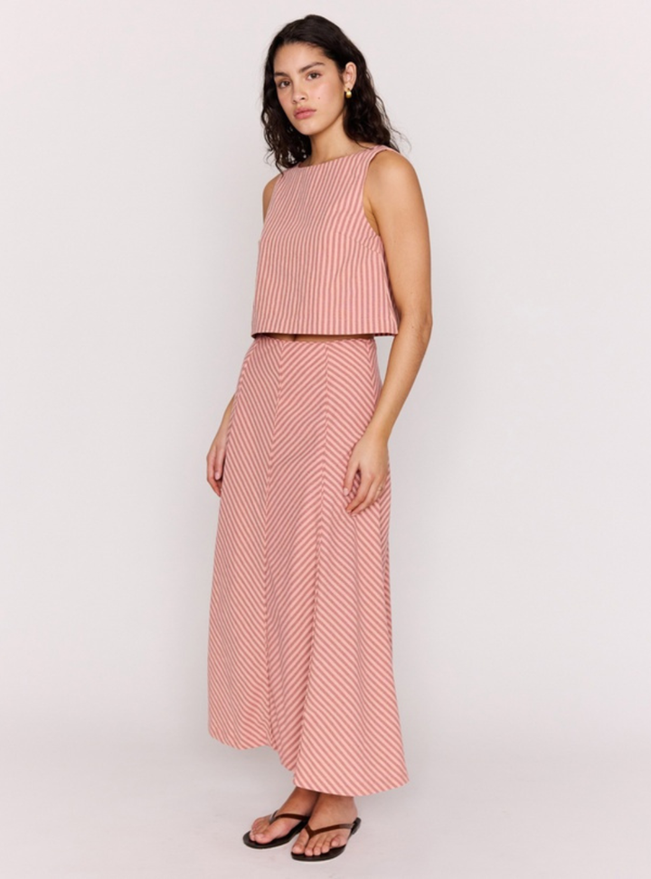 Paloma Panelled Maxi Skirt - Pink Stripe