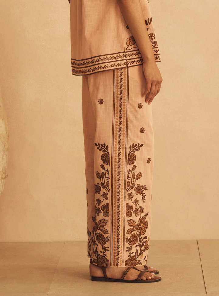 Infiorata Embroidered Straight Leg Pant