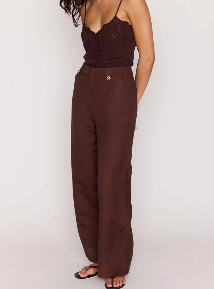 Kaia Wide Leg Pants - Chocolate