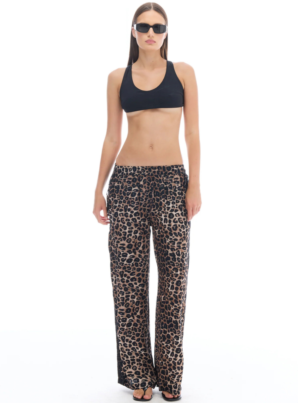 Animal Tuxedo Lace Wide Leg Pants