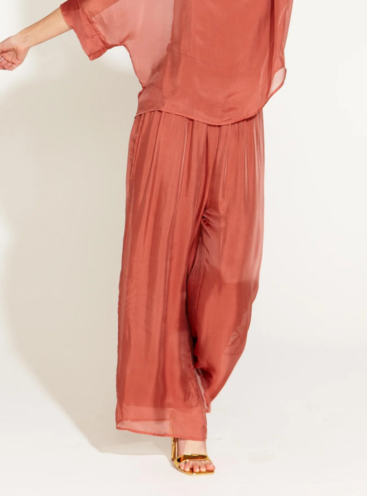Sunlight And Shadow Silk Pant - Burnt Rose