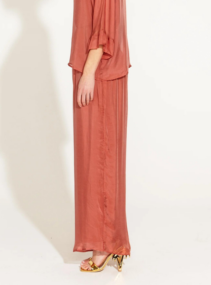 Sunlight And Shadow Silk Pant - Burnt Rose