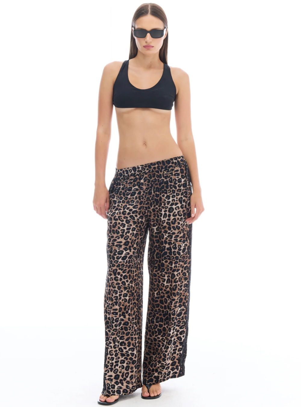 Animal Tuxedo Lace Wide Leg Pants