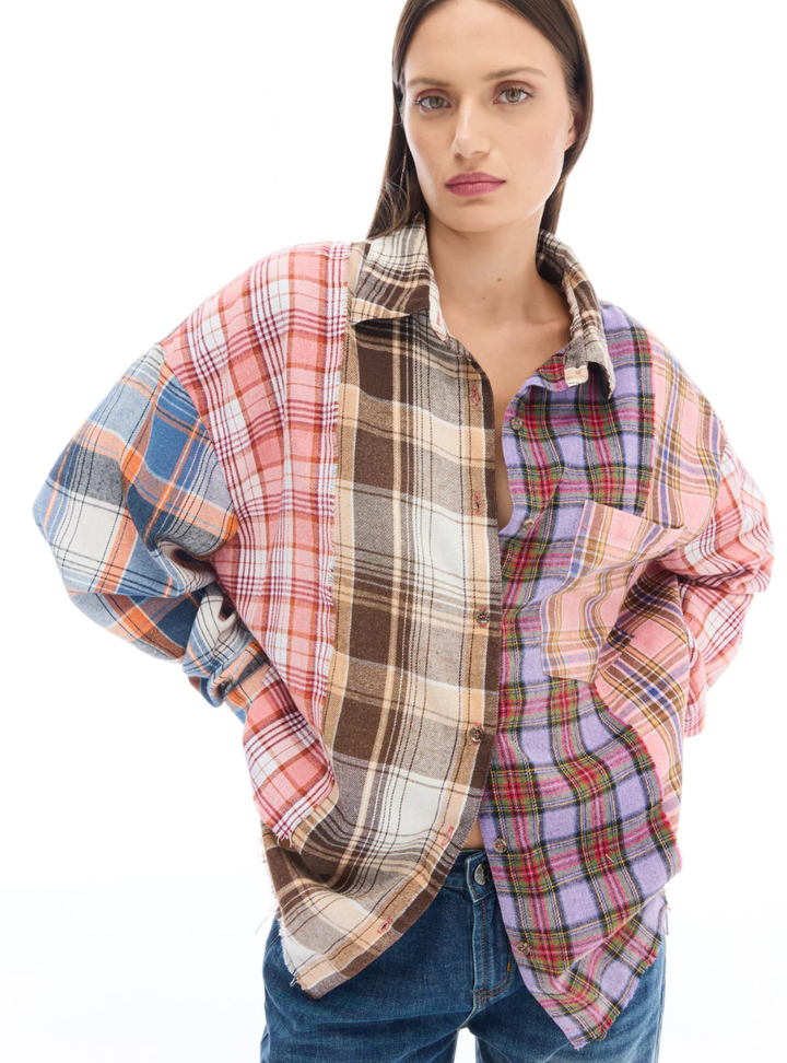 Patchwork Check Flannel Shirt - Multi