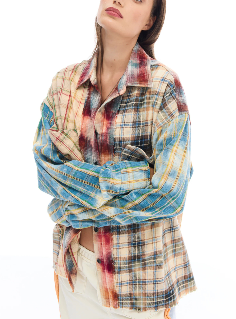 Reworked Panelled Flannel Shirt - Multi