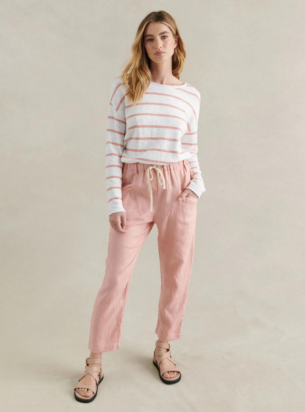 Minnie Top - White/Peach Stripe