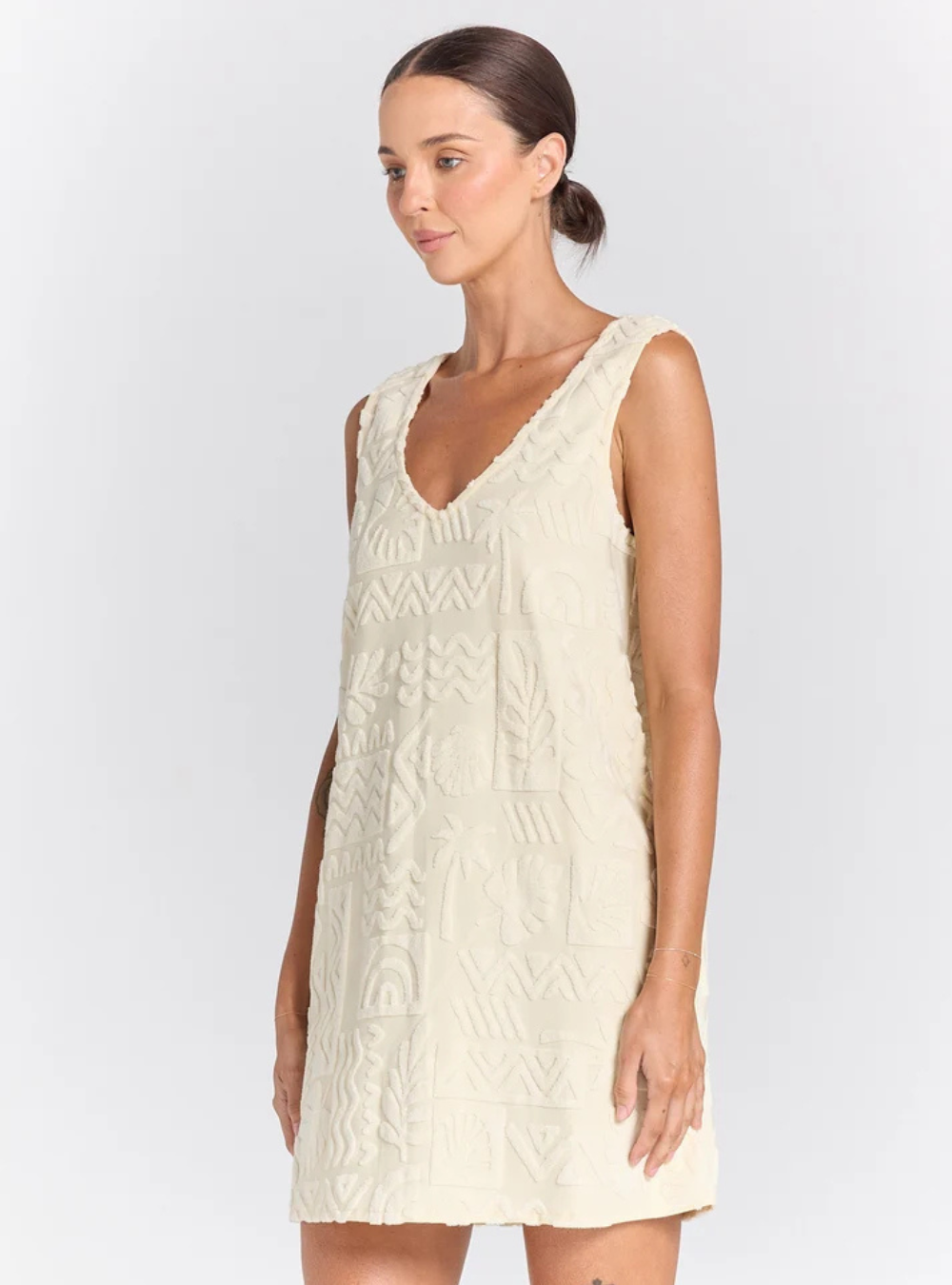 Mai Tai V Tunic Towelling Dress - Pearl