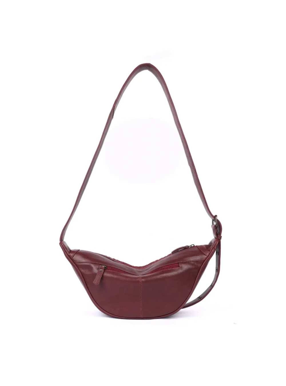 Penelope Half Moon Woven Bag - Wine