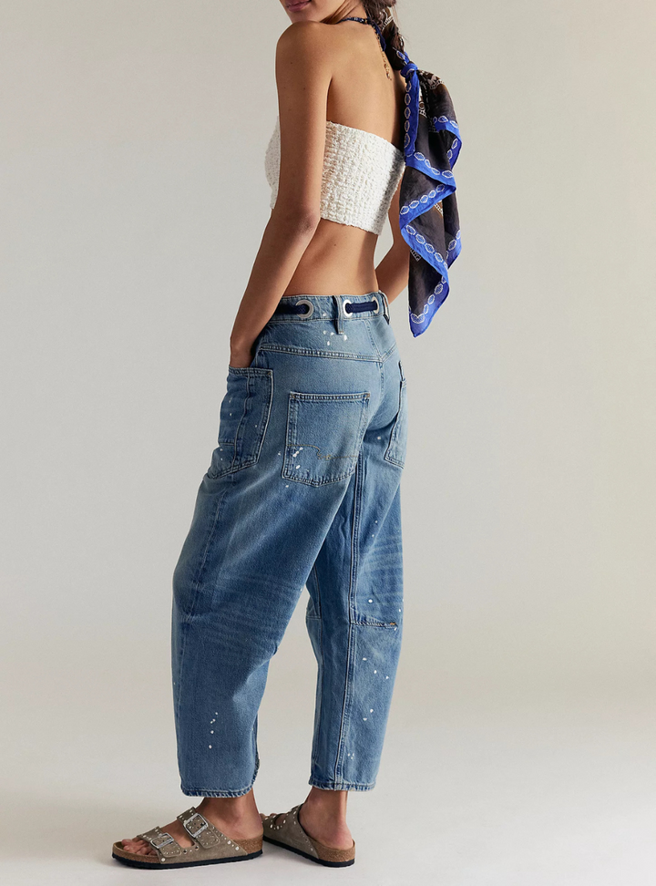 Moxie Pull-On Barrel Jeans - Timeless Blue