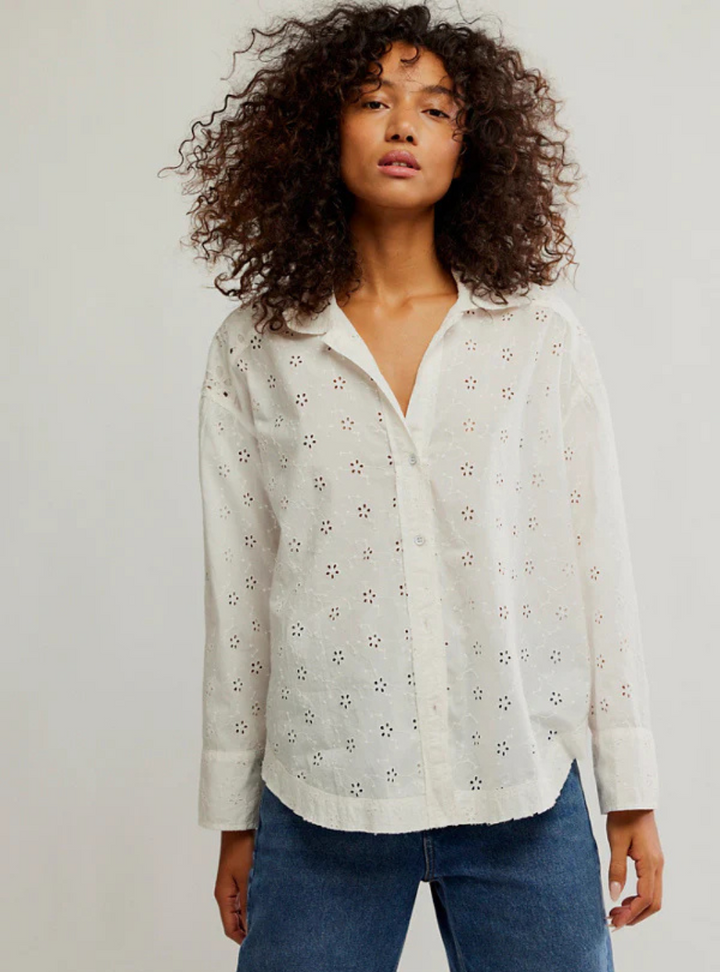 Mae Eyelet Shirt - Ecru Wash