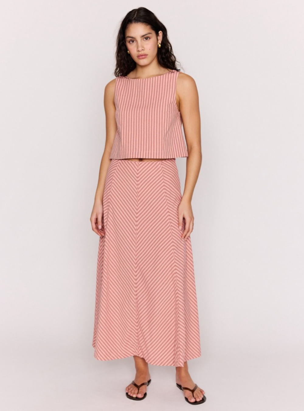 Paloma Panelled Maxi Skirt - Pink Stripe