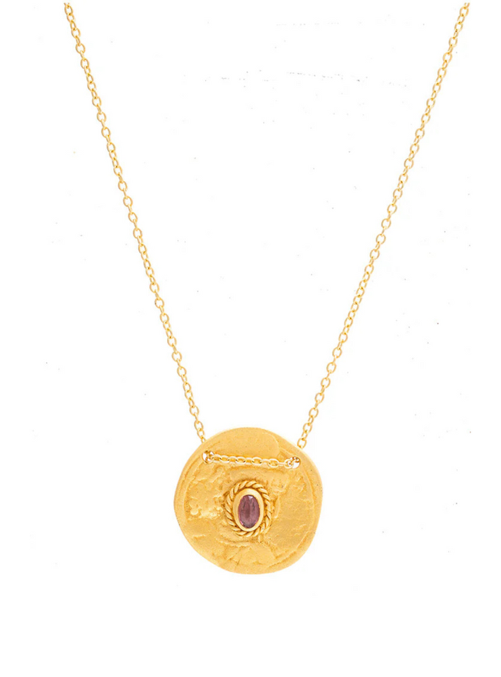 Cleopatra Pink Tourmaline Coin Necklace