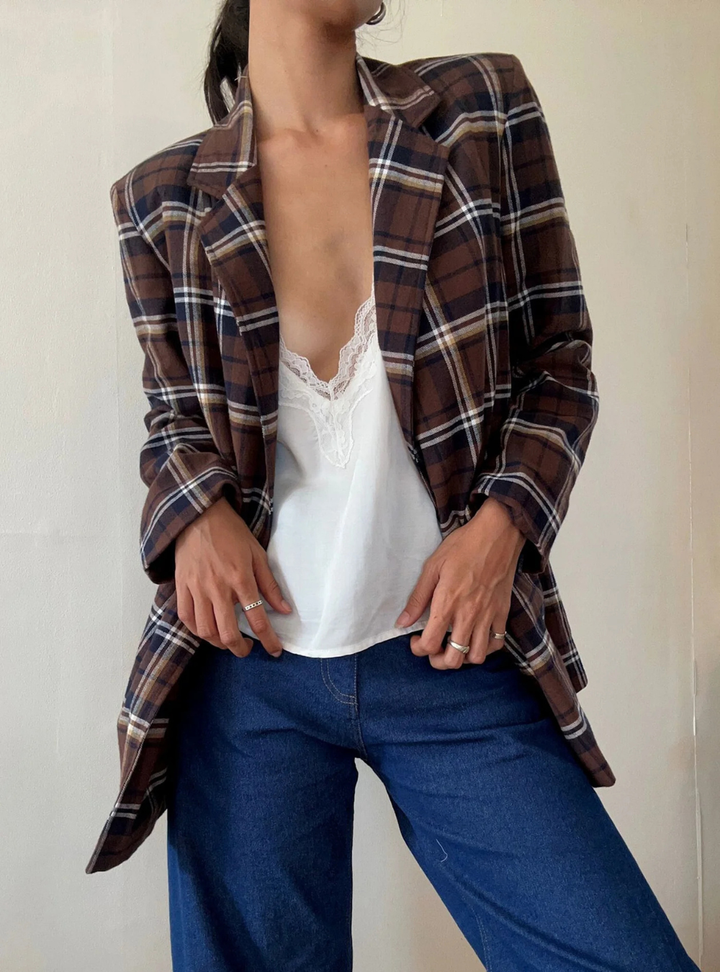 Odilla Plaid Jacket - Chocolate/Navy Check