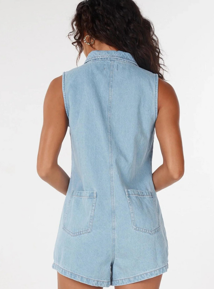 Aria Playsuit - Mid Blue Denim