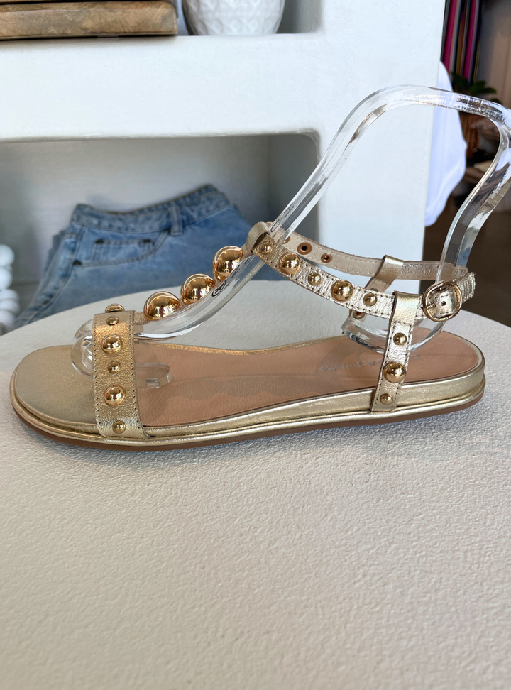 Barrey Pale Gold Leather Sandals