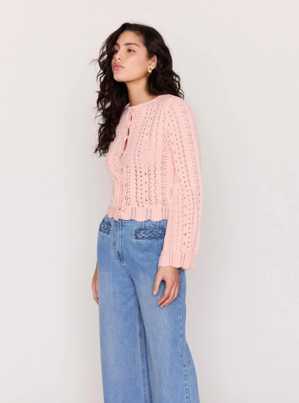 Sienna Pointelle Cardigan - Soft Pink
