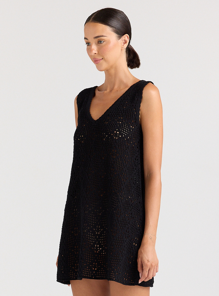 Messina V Knit Dress - Black