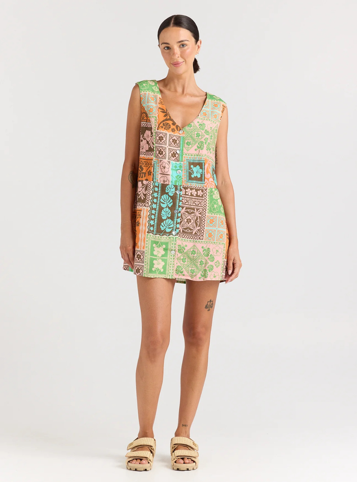 Ibisco V Button Up Dress - Sunset