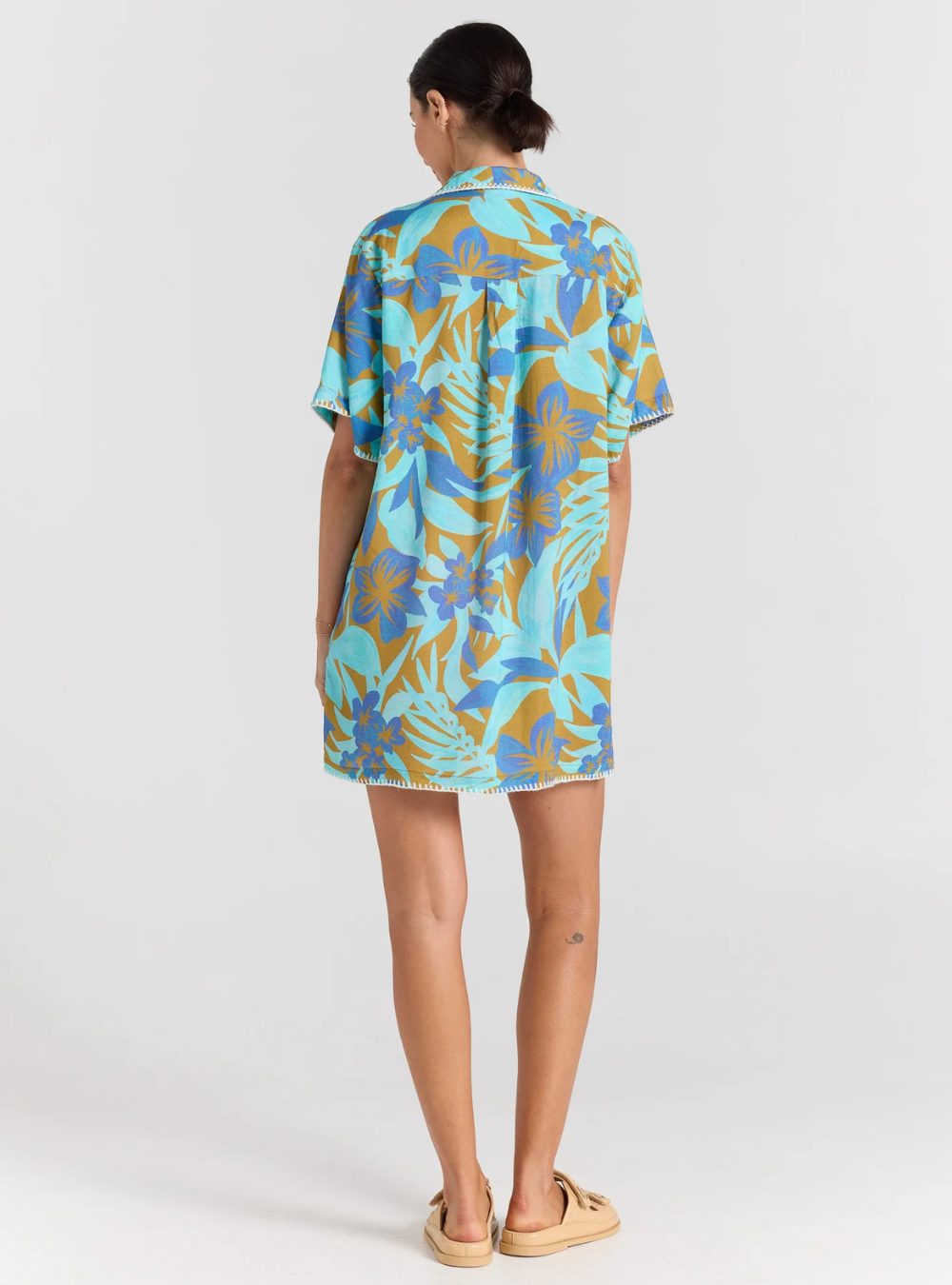 Kealani 100% Linen Shirt Dress - Caribou
