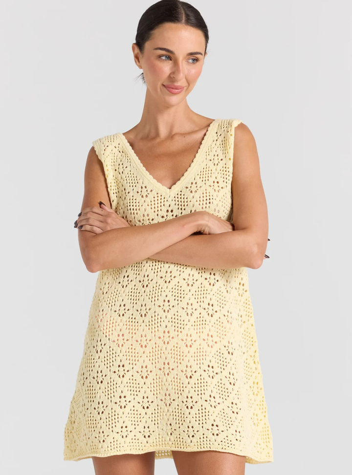 Messina V Knit Dress - Lemon