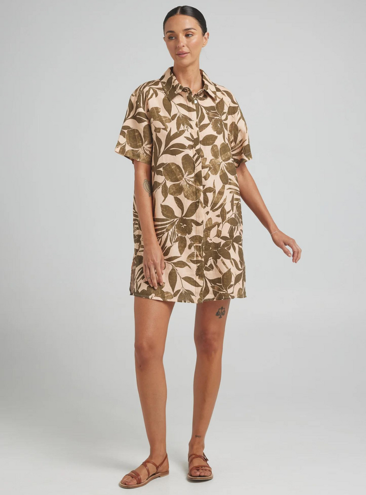 Moorea Shirt Dress - Peach