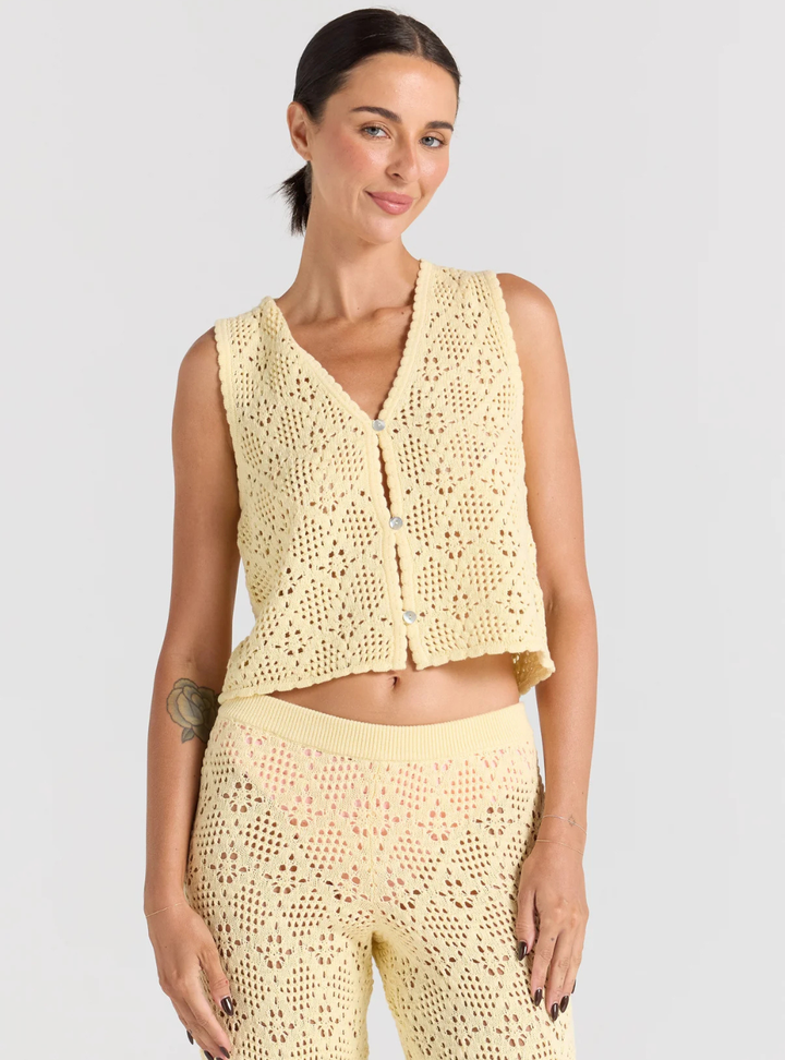 Messina V Knit Top - Lemon