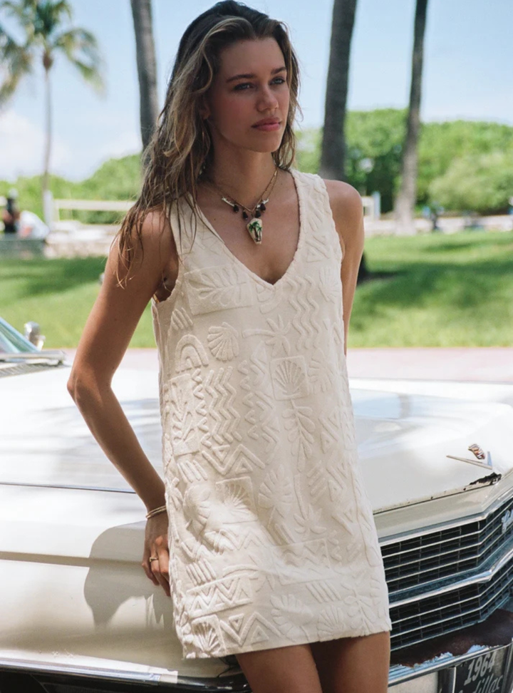 Mai Tai V Tunic Towelling Dress - Pearl