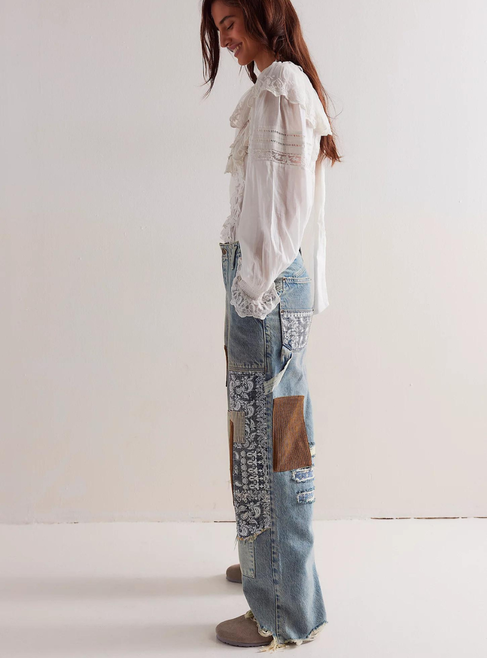 Free People AU | Popular Demand Patched Jeans - Mercury – Gypsy
