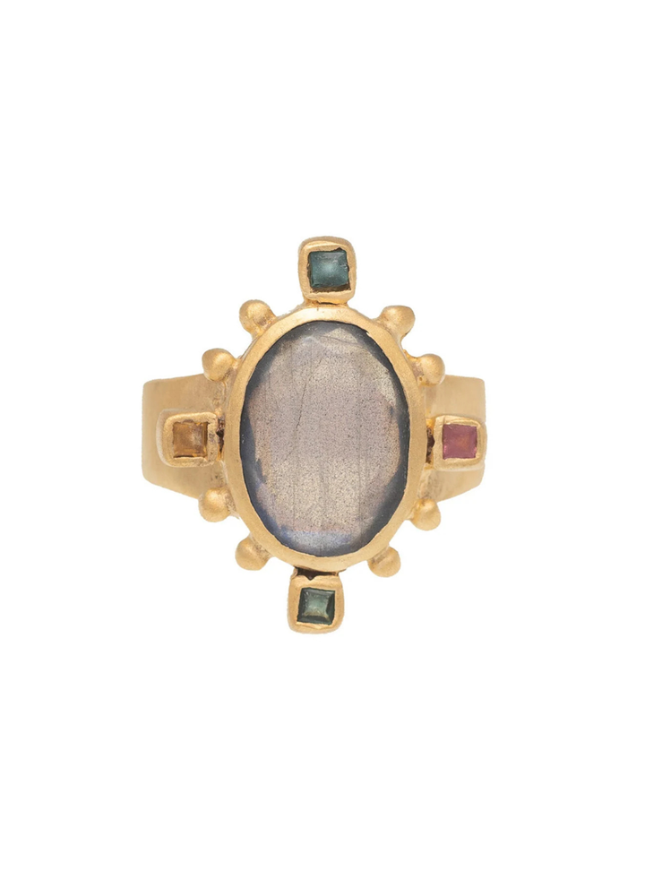 Rambagh Ring - Labradorite and Tourmaline