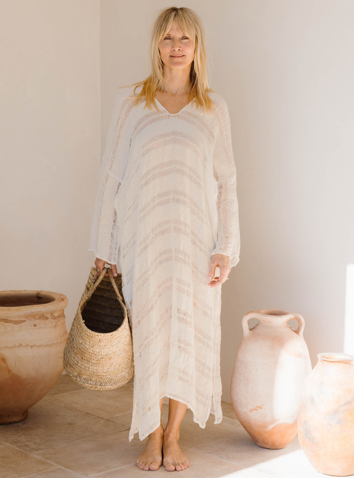 Positano U Maxi - Raw Stripe Bianco