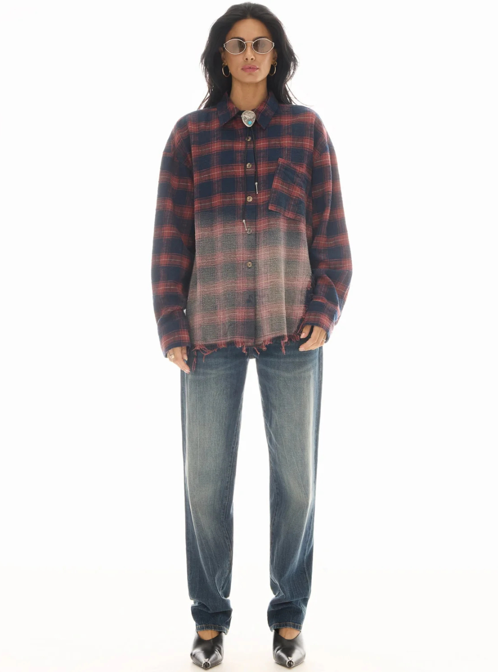 Cutaway Bleached Flannel Shirt - Red