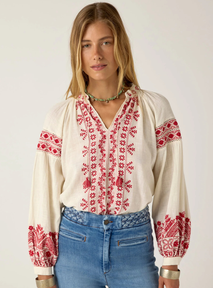 Antonella Blouse - Red Cranberry
