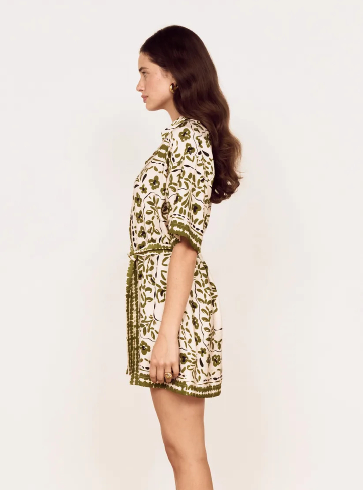 Remi Shirt Dress - Olive Paisley