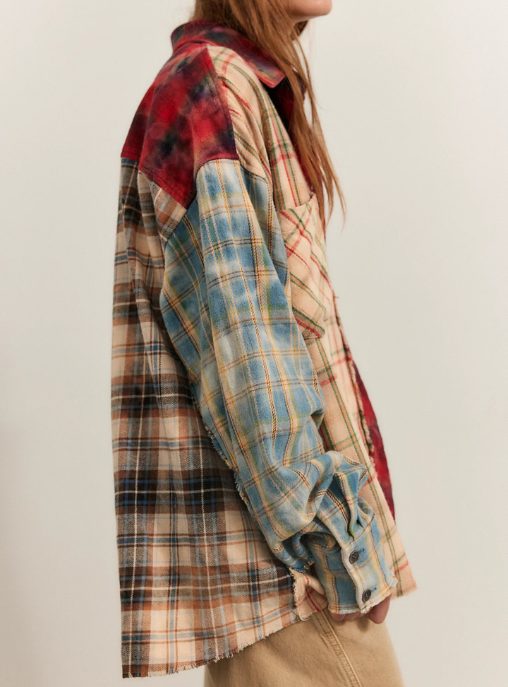 Reworked Panelled Flannel Shirt - Multi