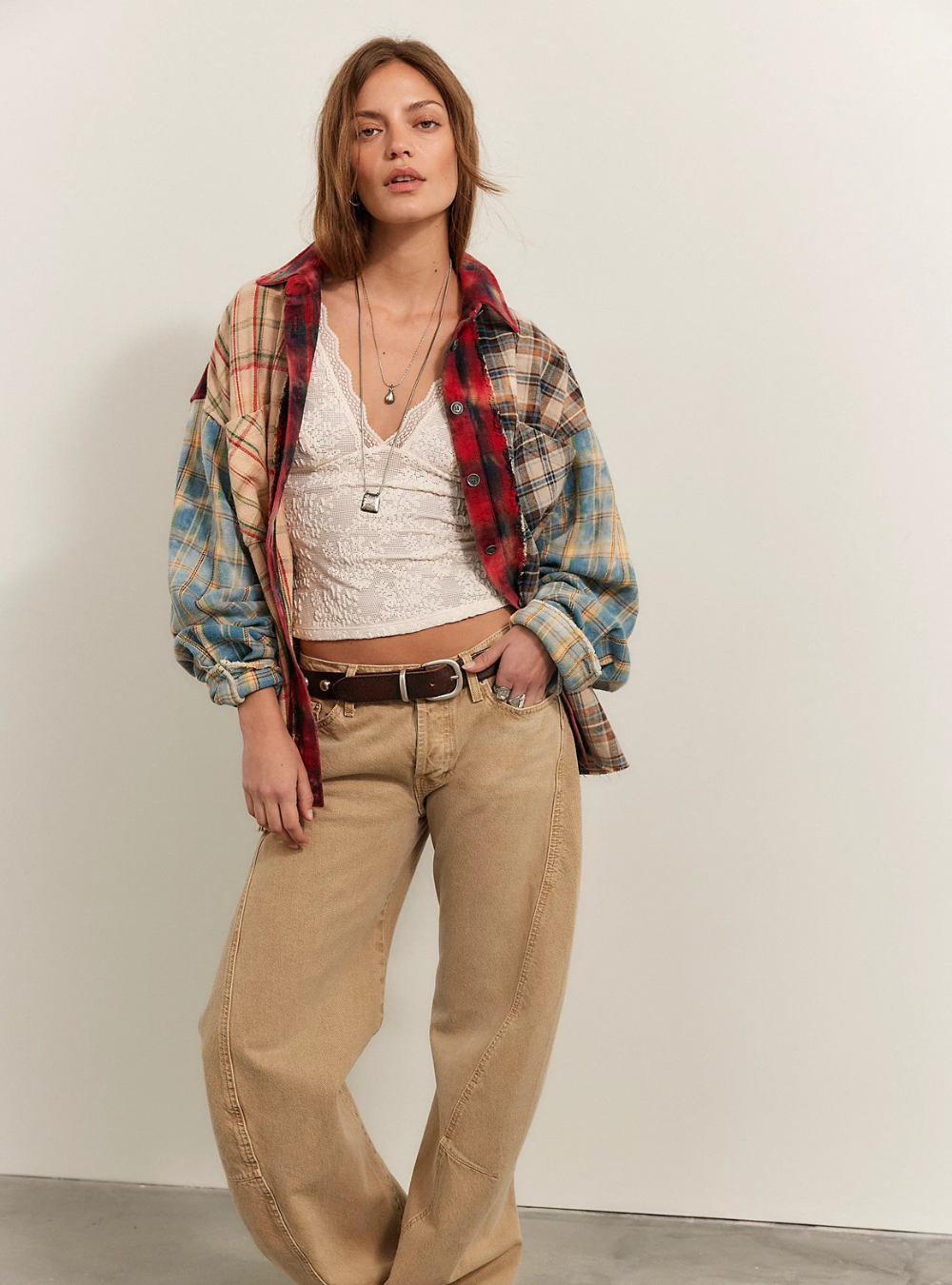 Reworked Panelled Flannel Shirt - Multi