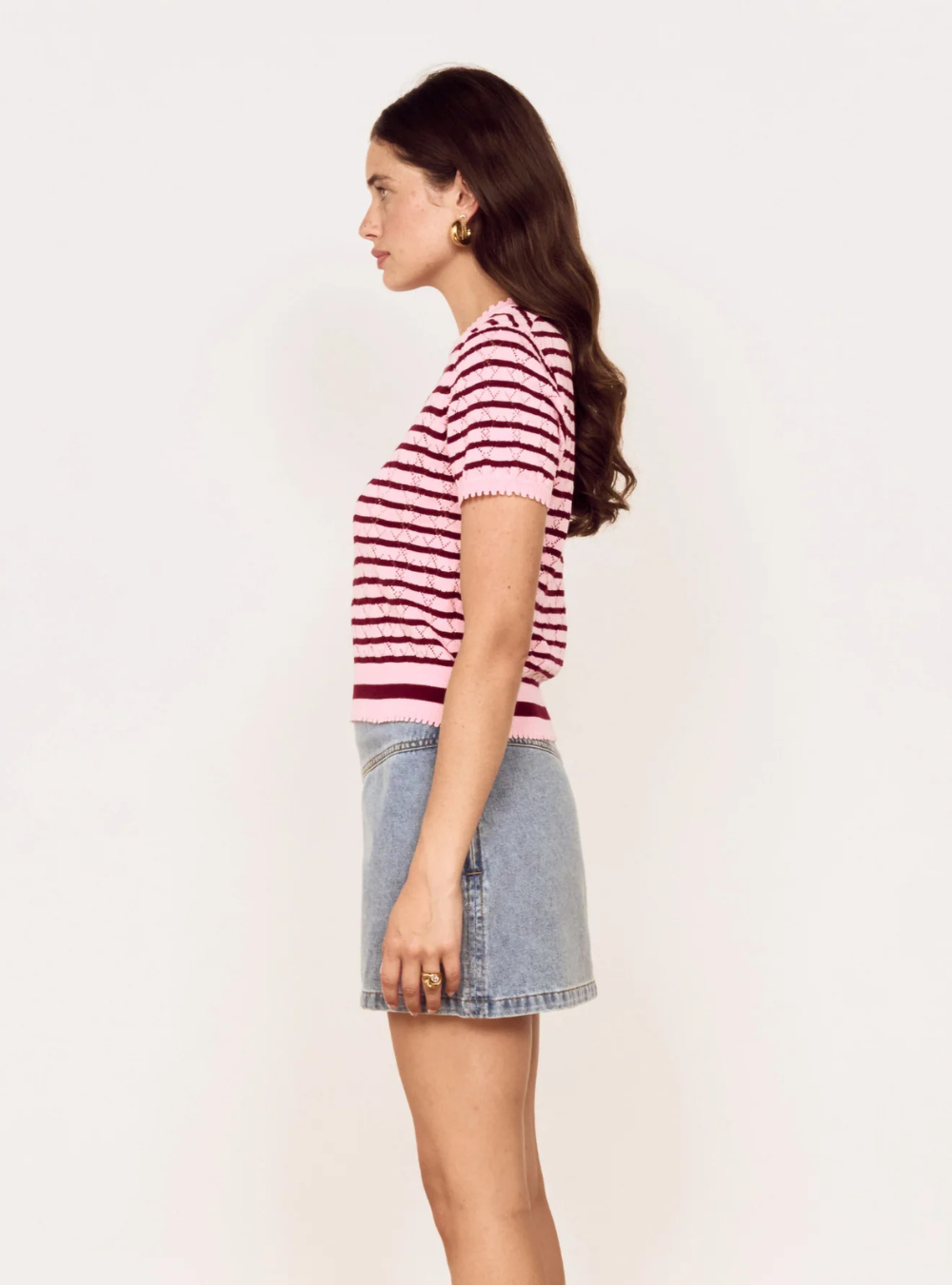 Calla Knit Tee - Rose/pink stripe