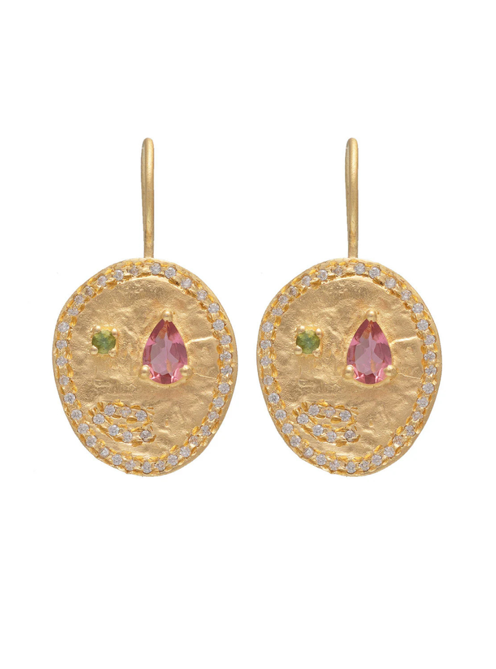 Alila earrings with Pink & Green Tourmaline