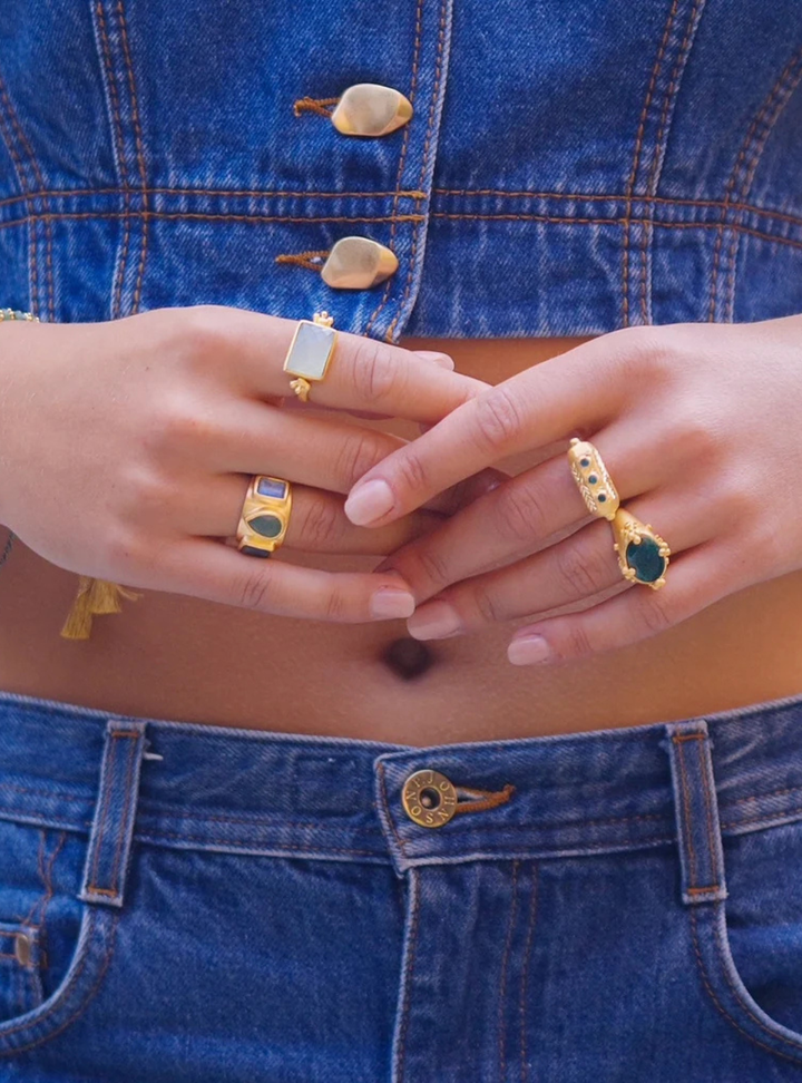 Atlas Ring - Green Aventurine &amp; Tourmaline