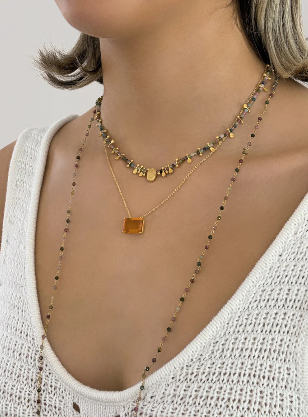 Citrine Glass Necklace