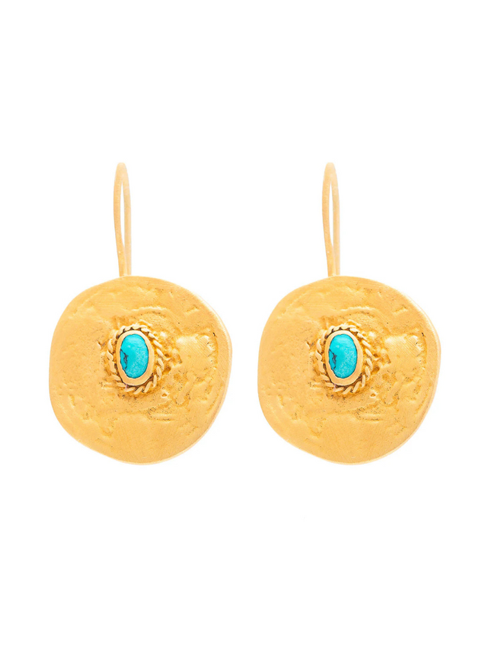 Turquoise Cleopatra Coin Earrings