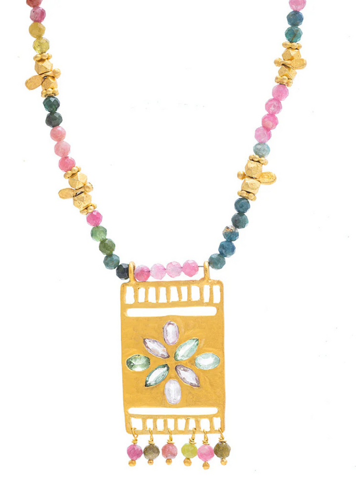 Multi Tourmaline Flower Necklace