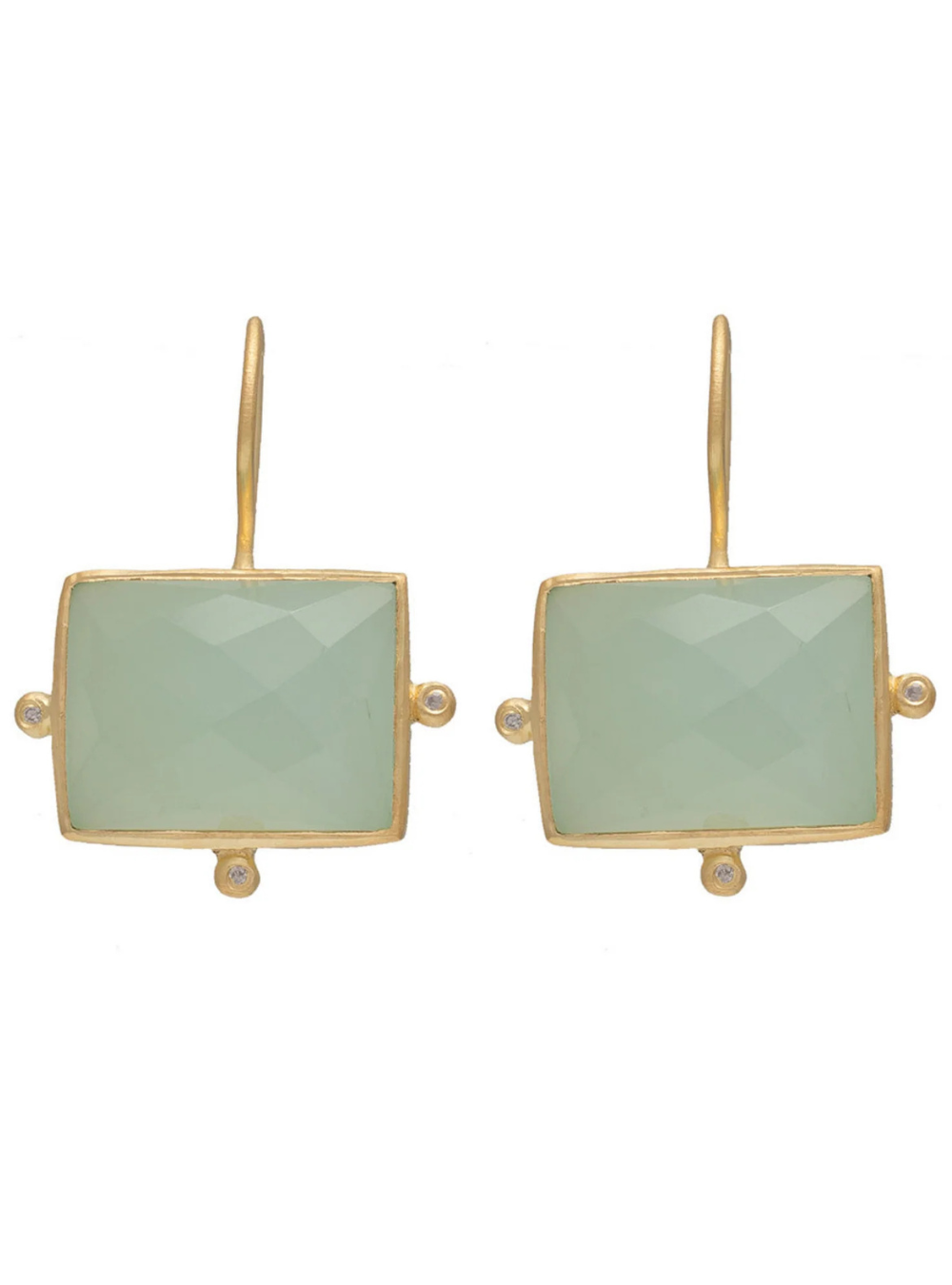 Kasbah earrings set with facet Aqua Chalcedony